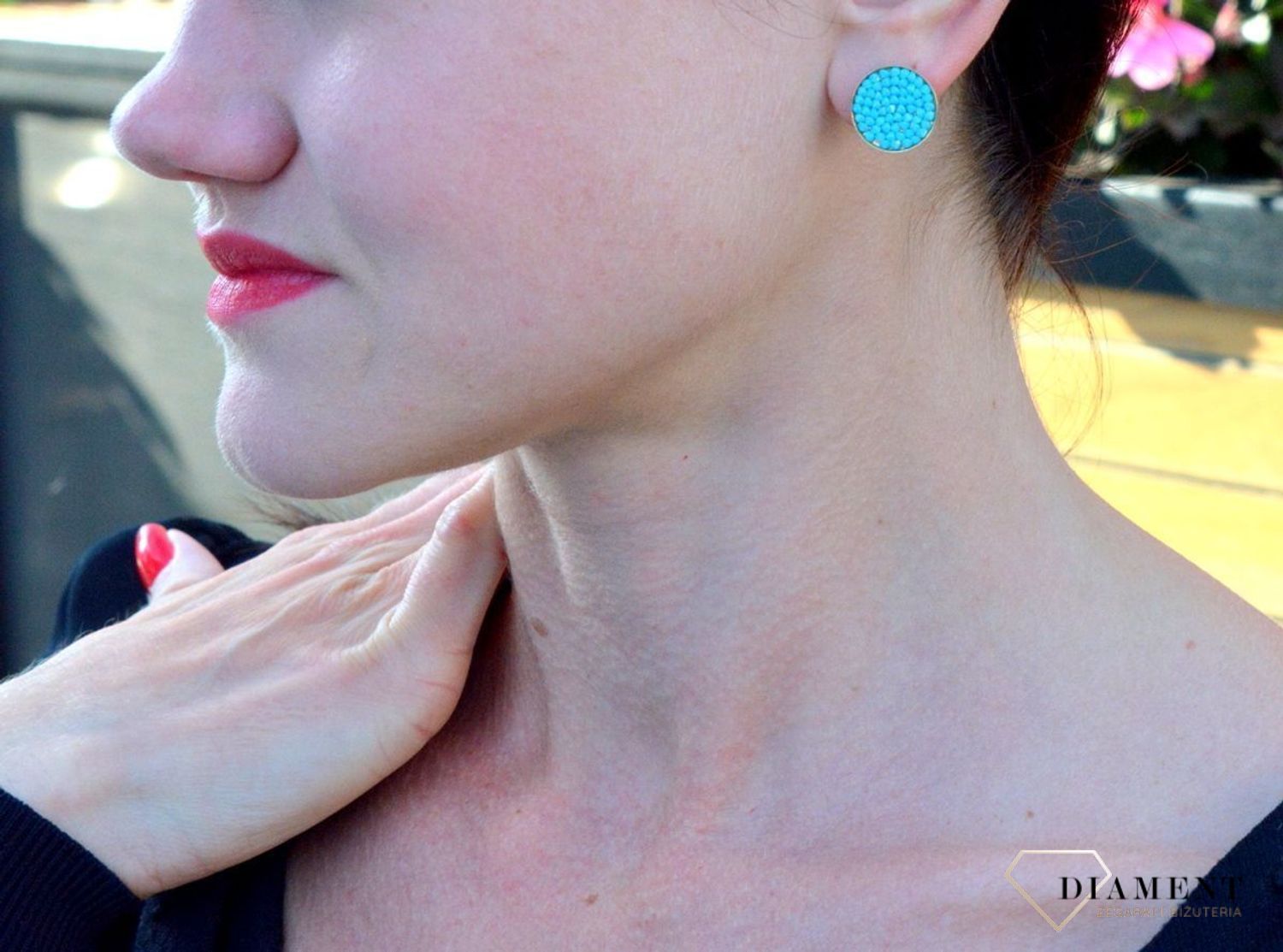 Srebrne kolczyki pozłacane z kryształami Swarovskiego Morski kolor DIA-KLC-KR684-3 267G.jpg